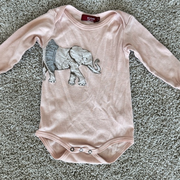 Milkbarn Baby Elephant Long-Sleeve Bodysuit - Size 6-12 Months - Picture 4 of 6